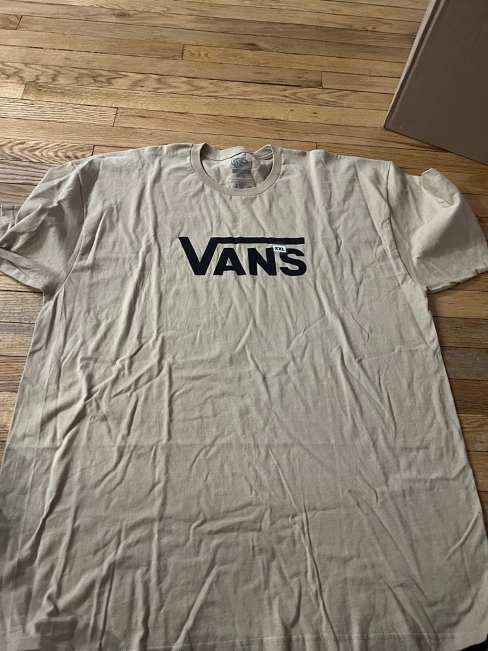 Vans Cream Short Sleeve Tee with Navy Logo xxl